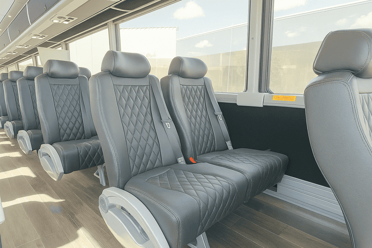 interior of Naperville Minibus Company charter bus